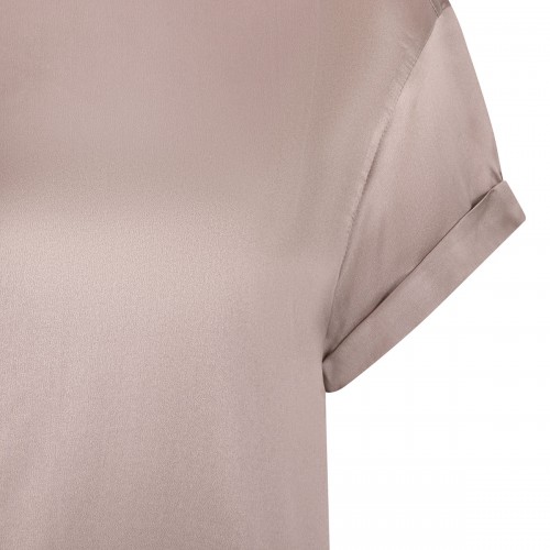 Mauve-taupe silk T-shirt... 2