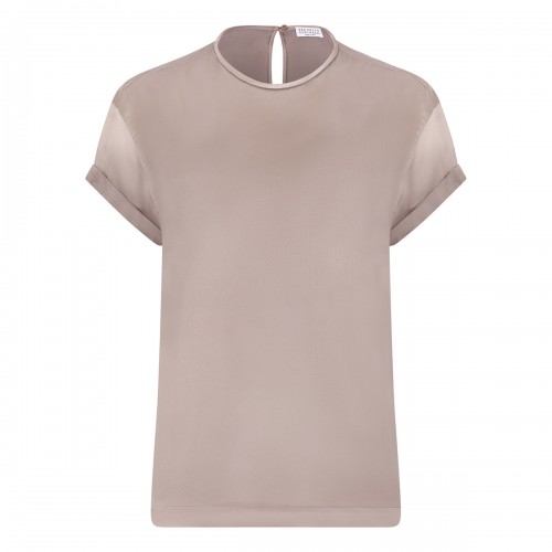 Mauve-taupe silk T-shirt...