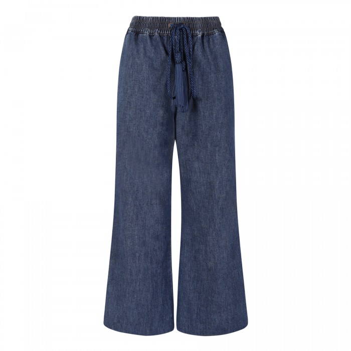 Drawstring cotton chambray pants