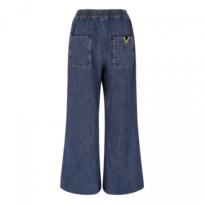 Drawstring cotton chambray pants