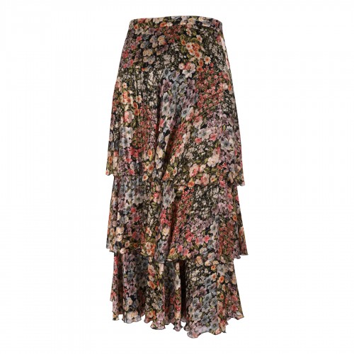 Floral plissé tiered skirt 2