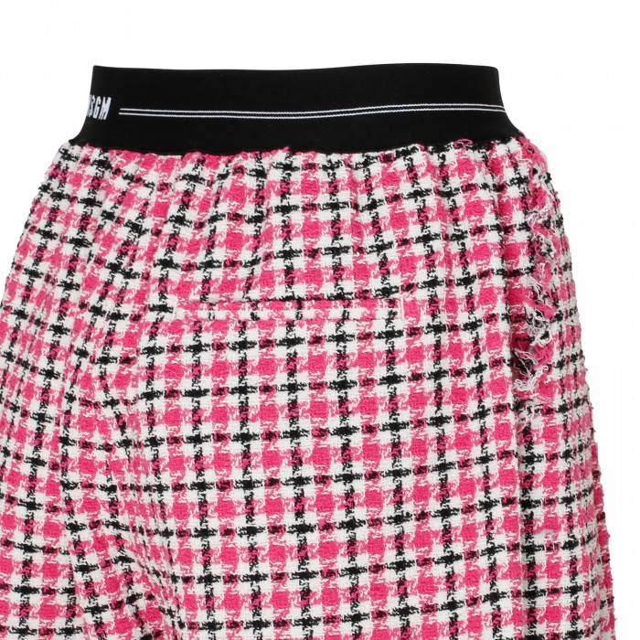 Houndstooth cotton twill shorts