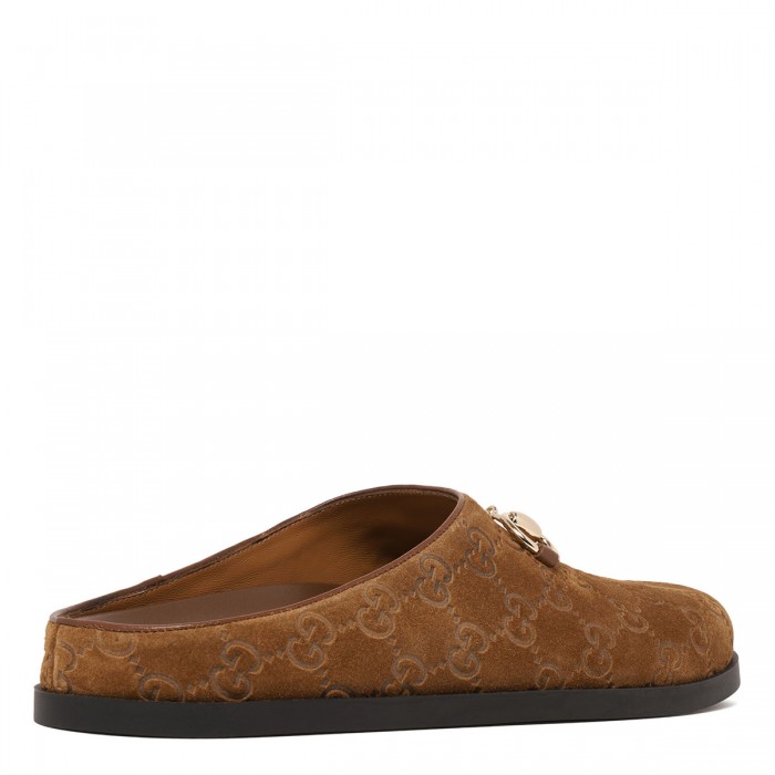 Horsebit suede mules