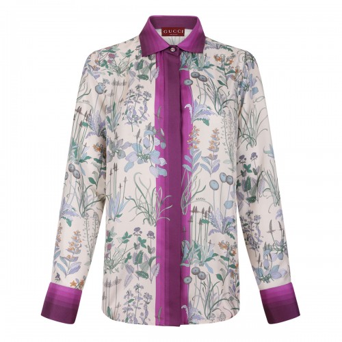 Printed silk twill shirt