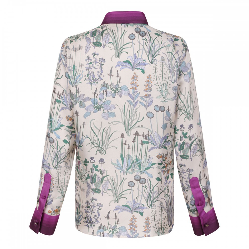 Printed silk twill shirt