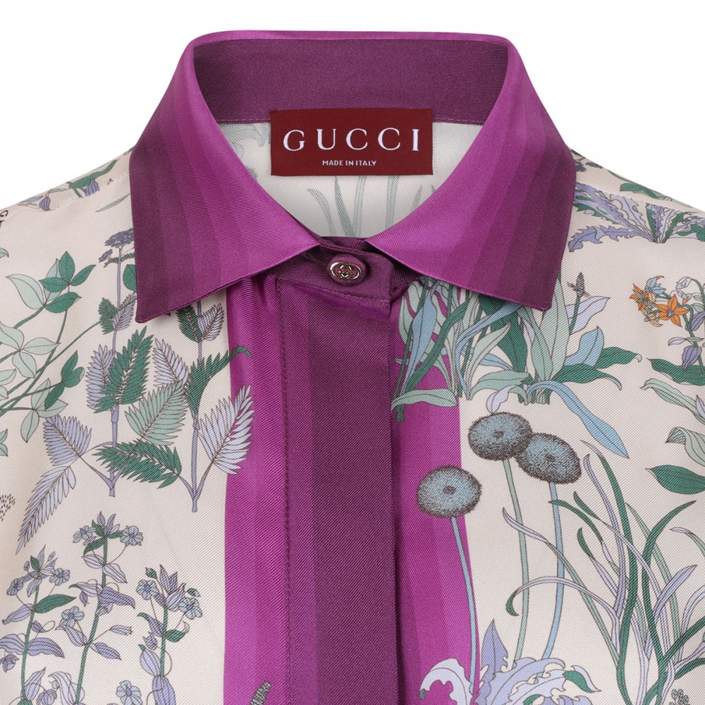 Printed silk twill shirt