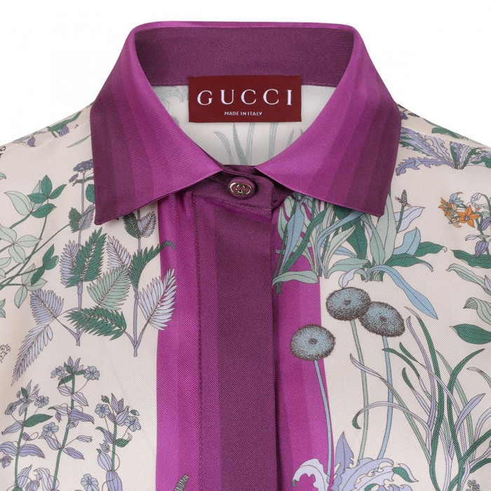 Printed silk twill shirt