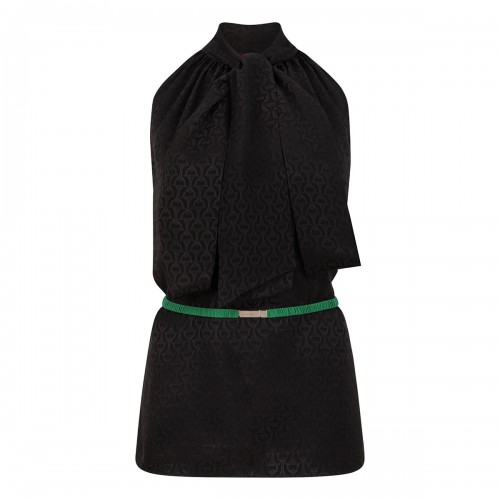 Horsebit silk jacquard top