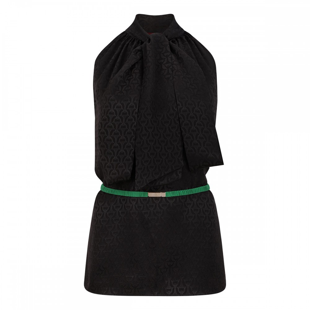 Horsebit silk jacquard top