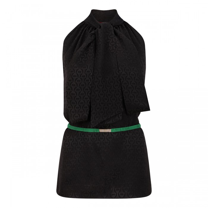 Horsebit silk jacquard top