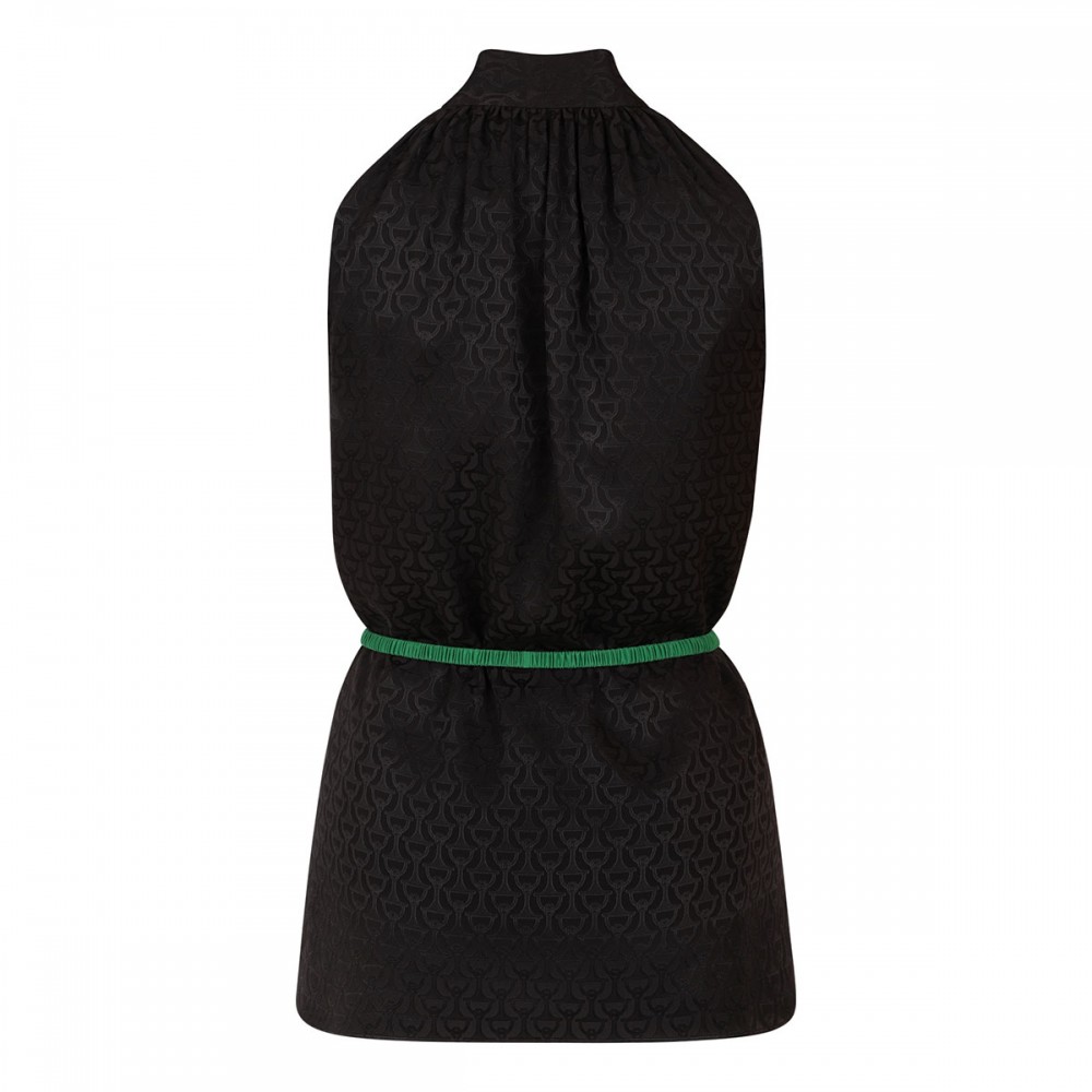 Horsebit silk jacquard top