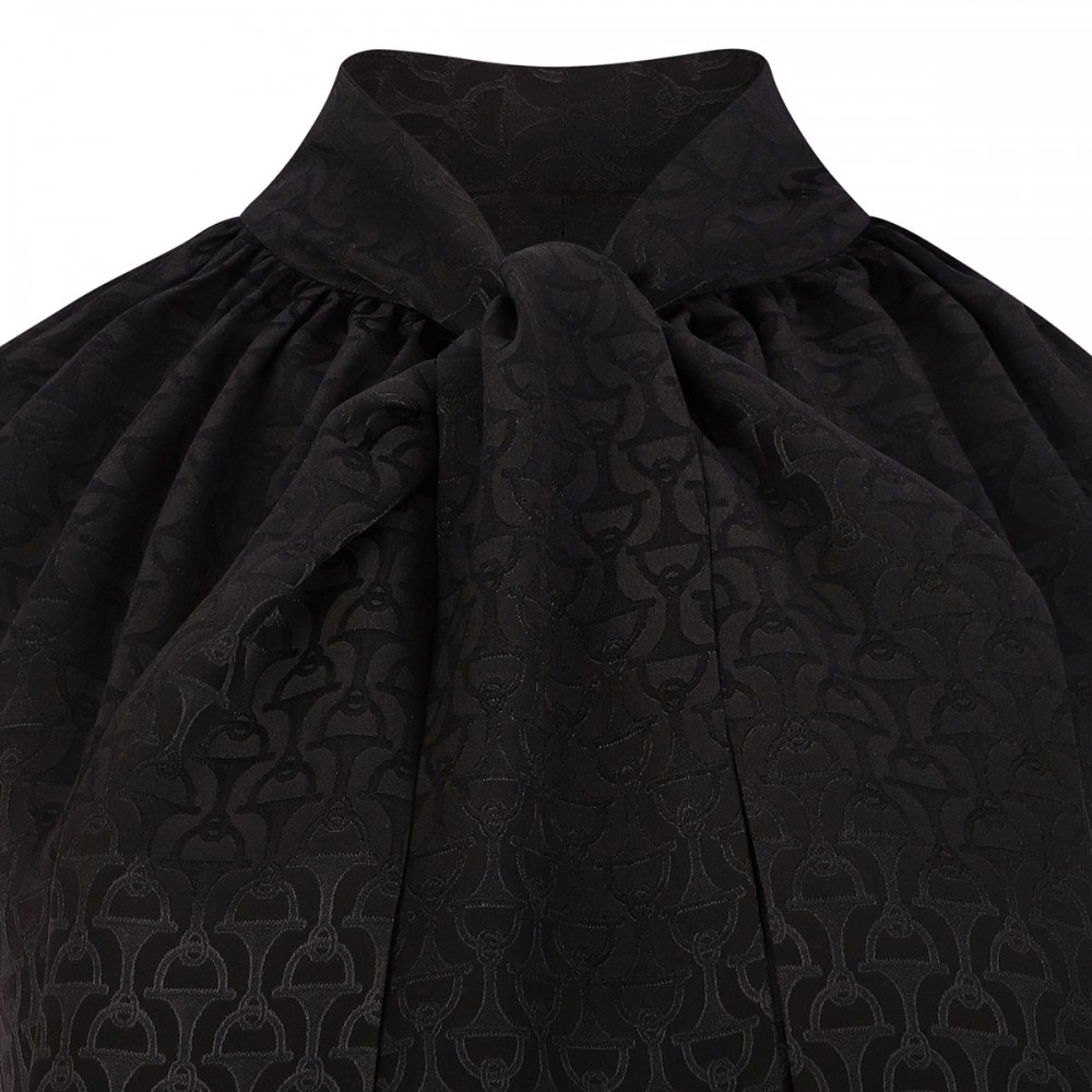 Horsebit silk jacquard top