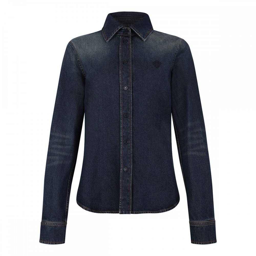 Gucci crest embroidery denim shirt