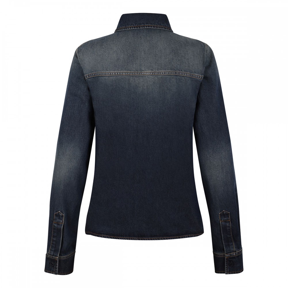 Gucci crest embroidery denim shirt