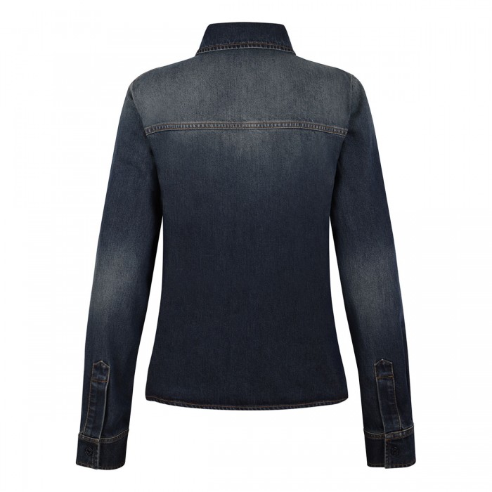 Gucci crest embroidery denim shirt