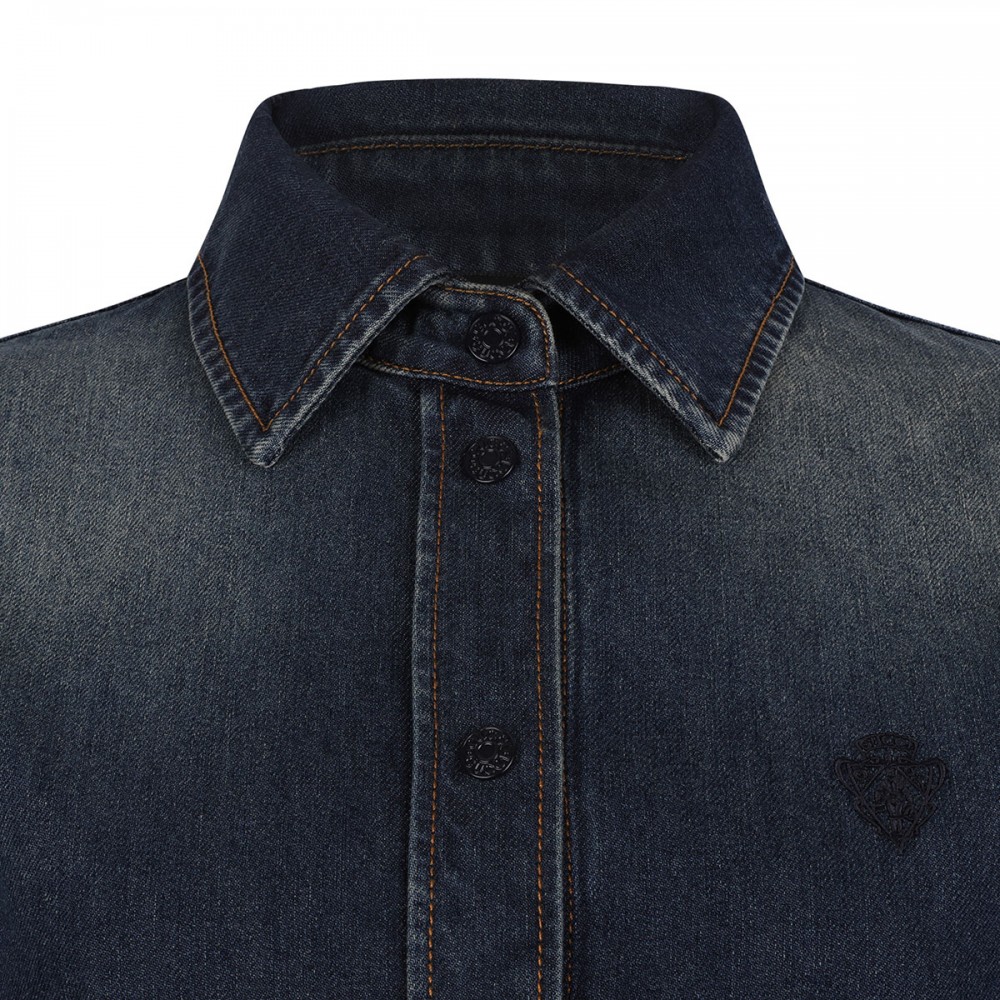 Gucci crest embroidery denim shirt