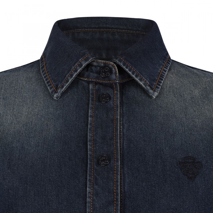 Gucci crest embroidery denim shirt