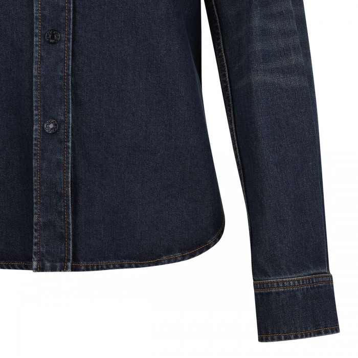 Gucci crest embroidery denim shirt