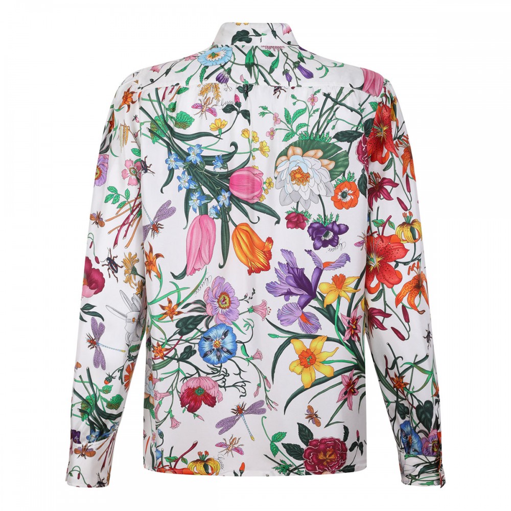 Flora print silk twill shirt