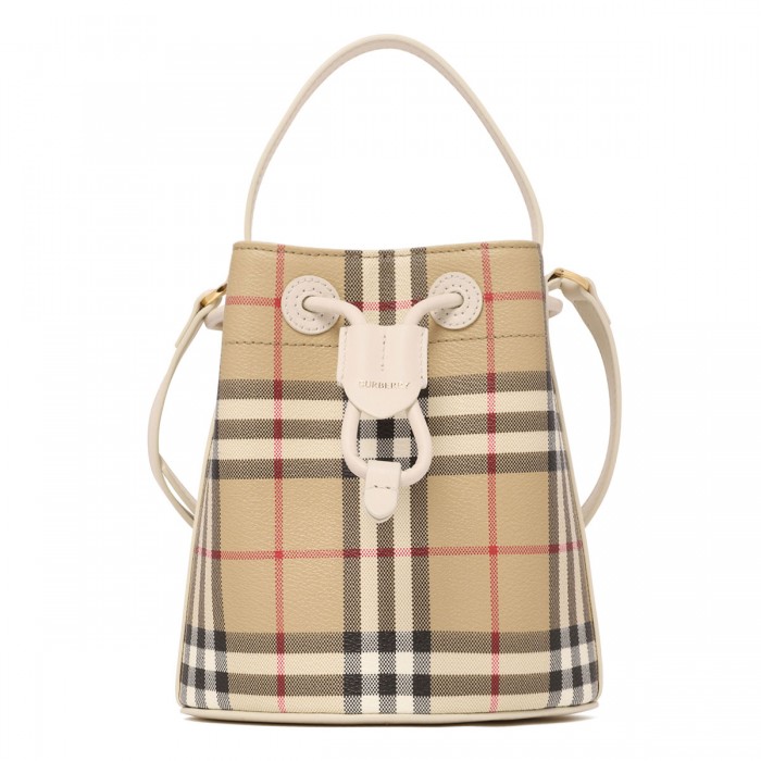 Mini check bucket bag