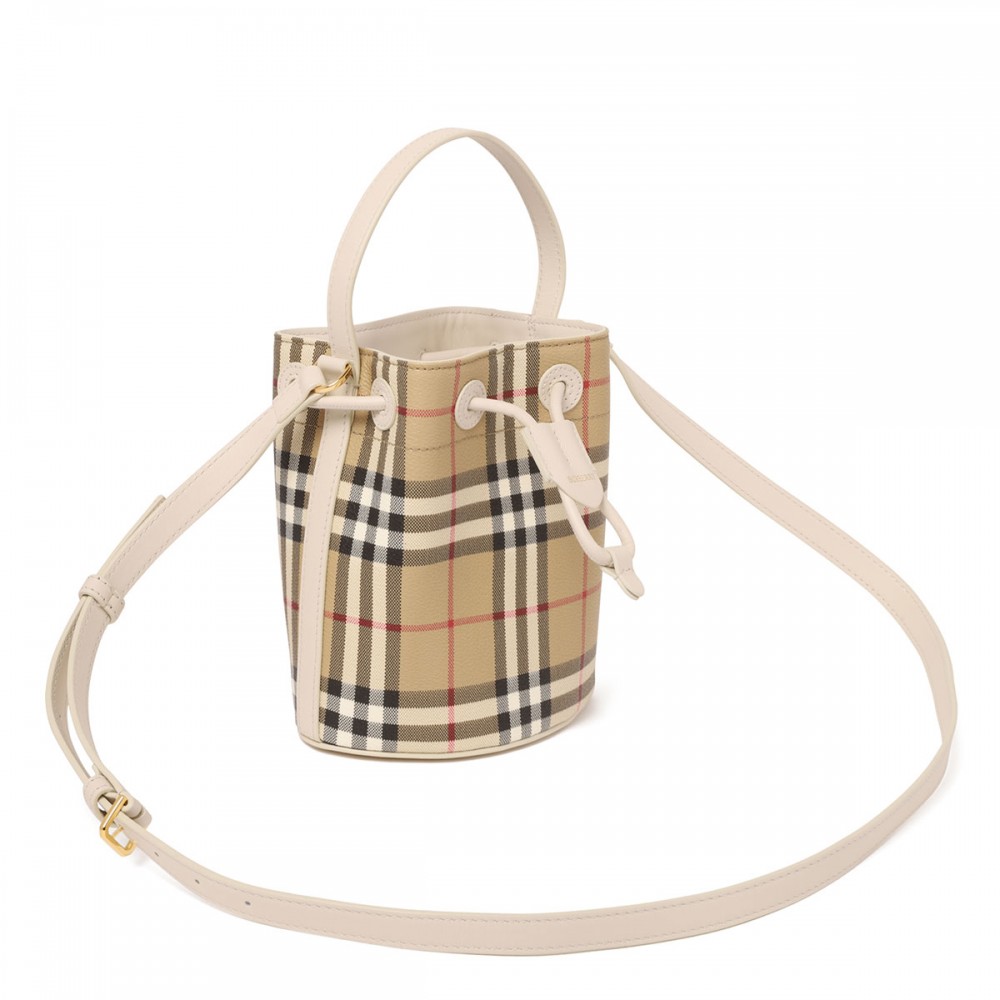 Mini check bucket bag