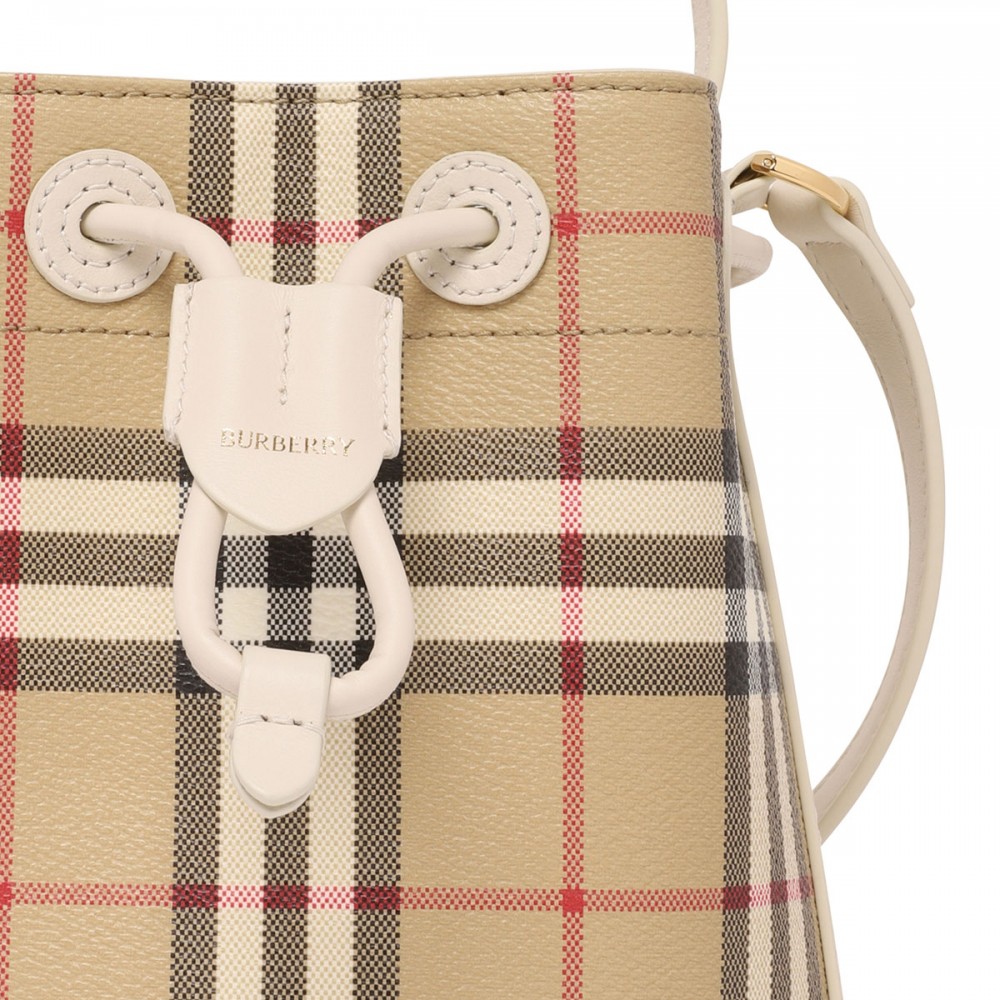 Mini check bucket bag