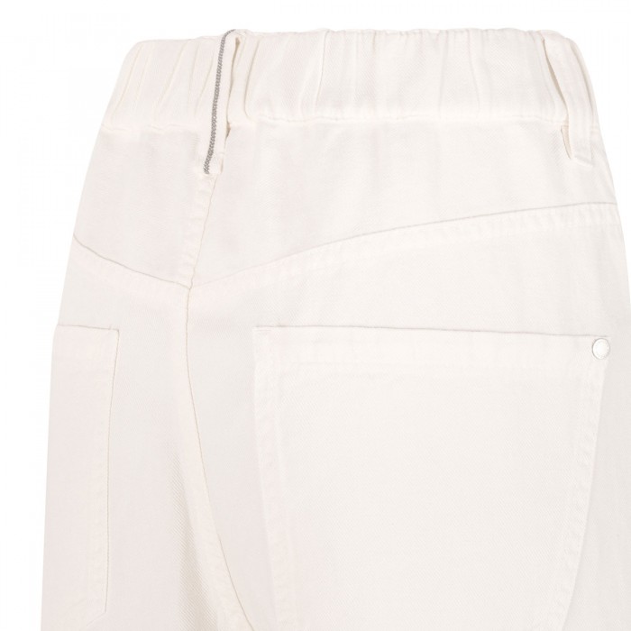 Ivory cotton and linen pants