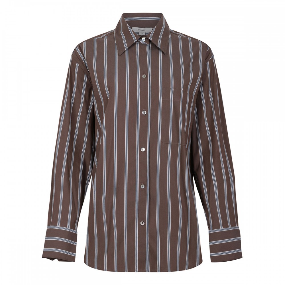 Striped stretch cotton blend shirt
