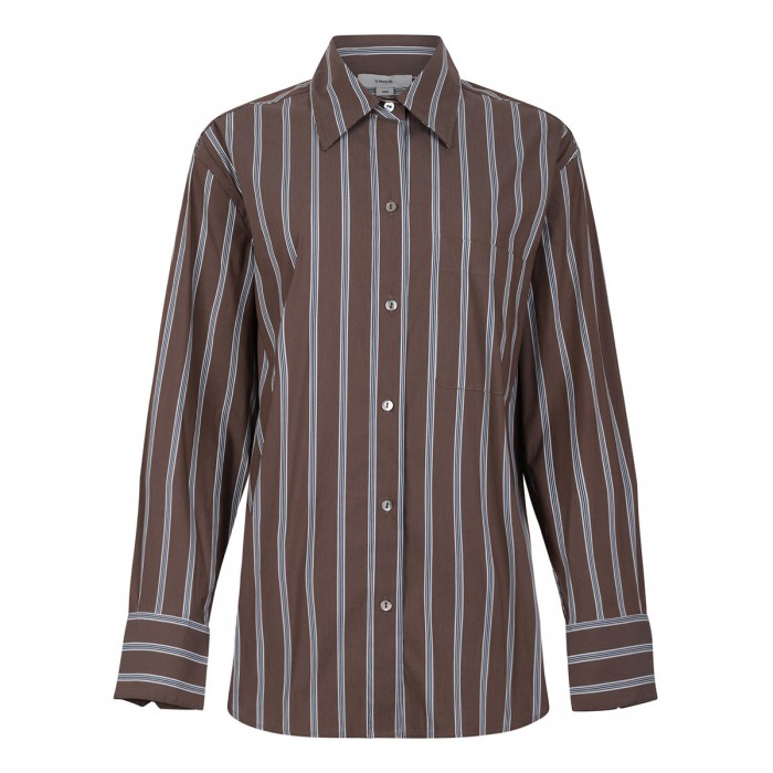 Striped stretch cotton blend shirt