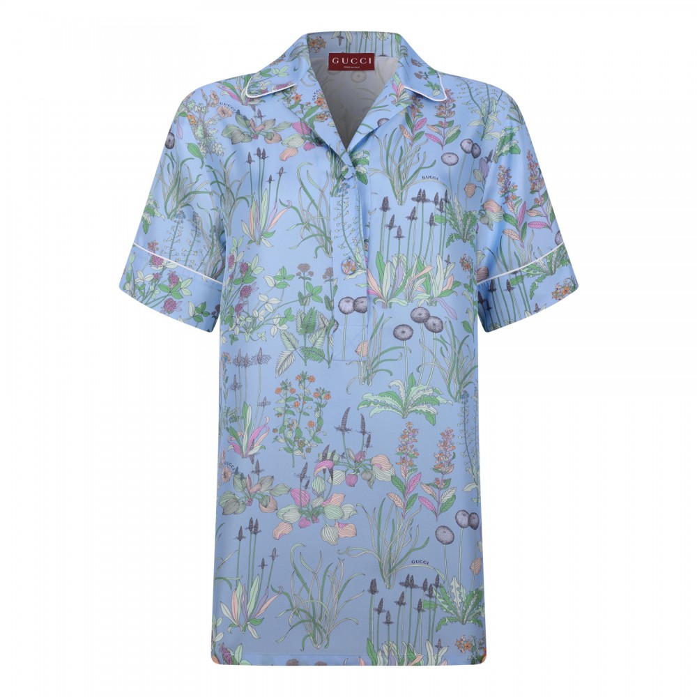 Printed silk twill shirt