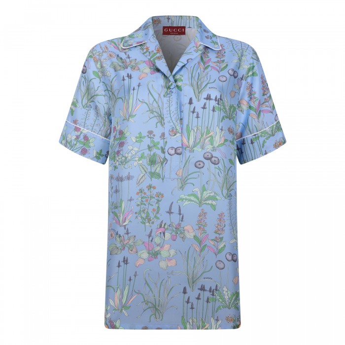 Printed silk twill shirt