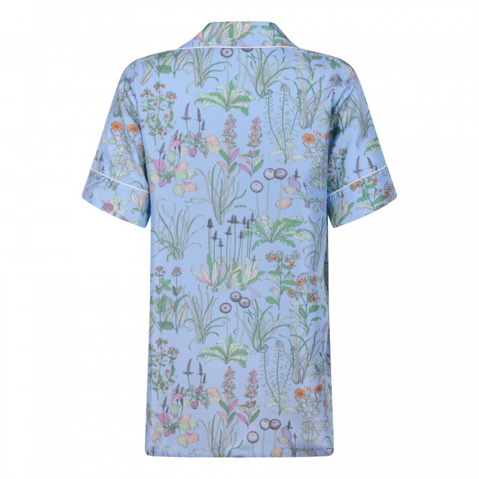 Printed silk twill shirt