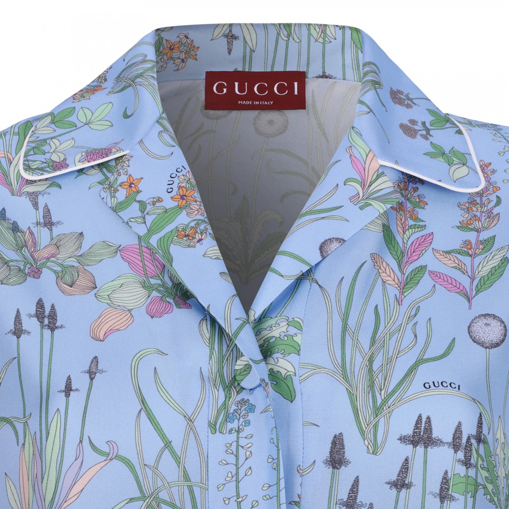 Printed silk twill shirt