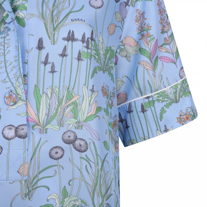 Printed silk twill shirt