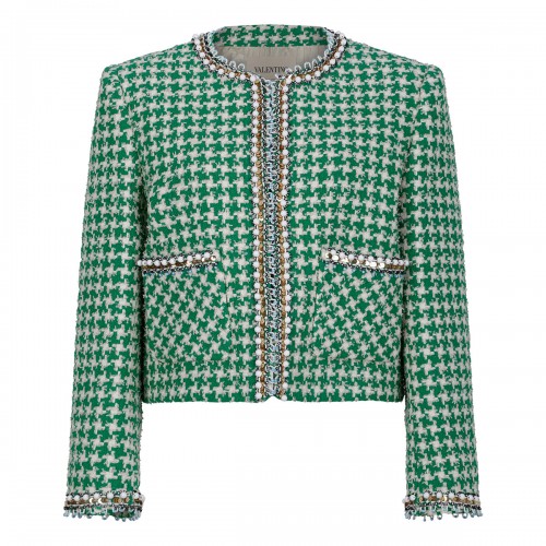 Beaded houndstooth tweed...