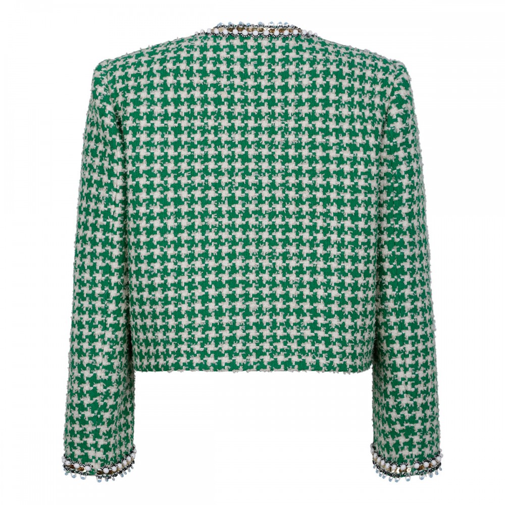 Beaded houndstooth tweed jacket