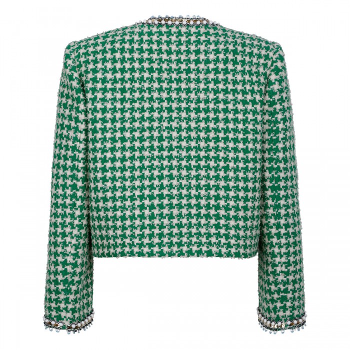 Beaded houndstooth tweed jacket