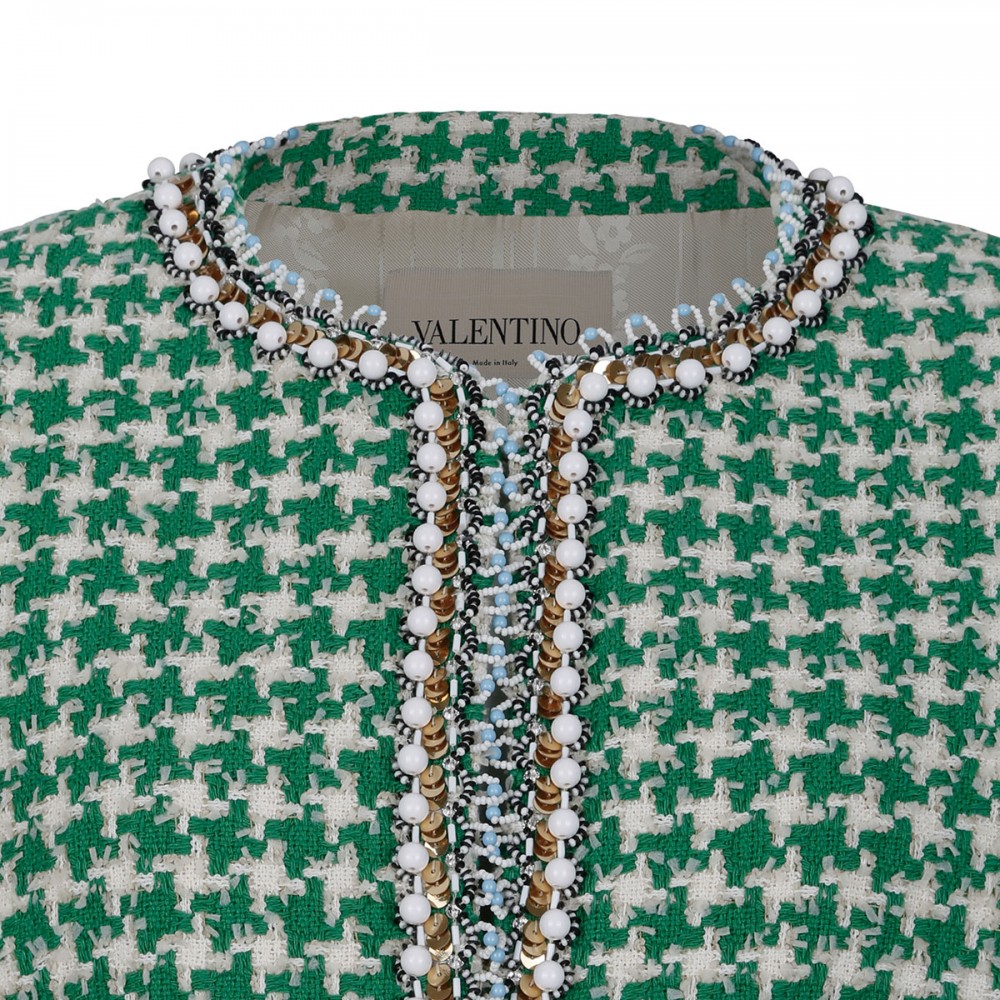 Beaded houndstooth tweed jacket
