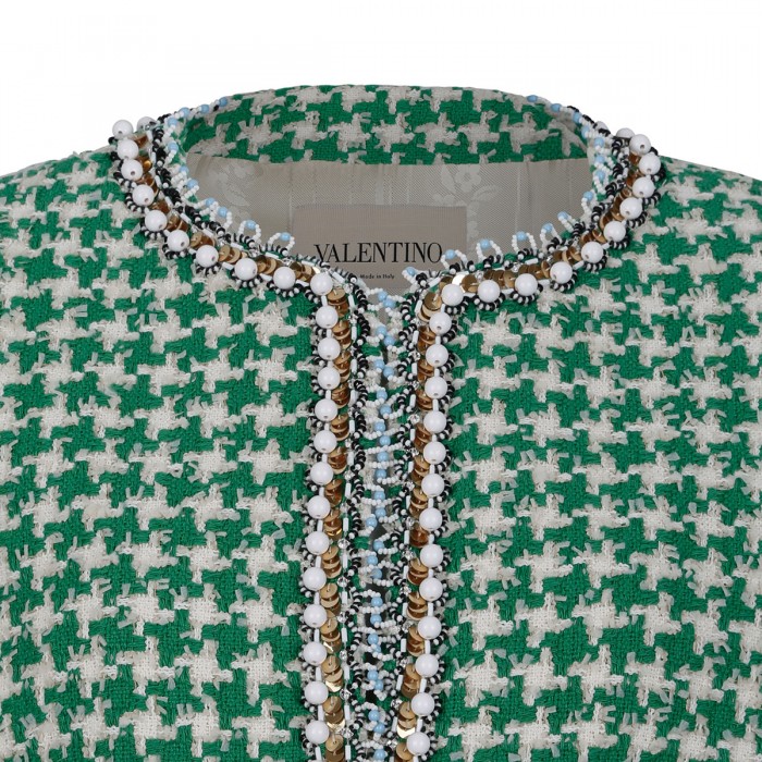 Beaded houndstooth tweed jacket