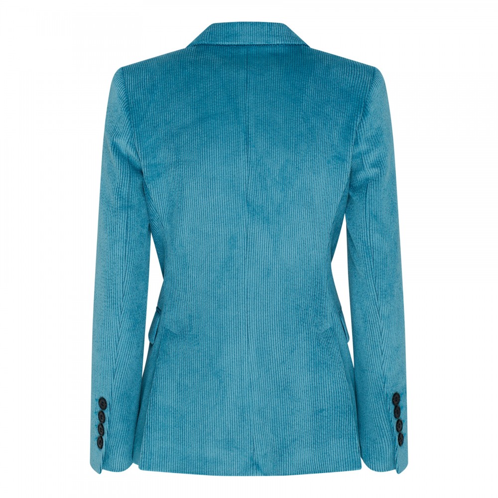 Peacock-blue corduroy blazer