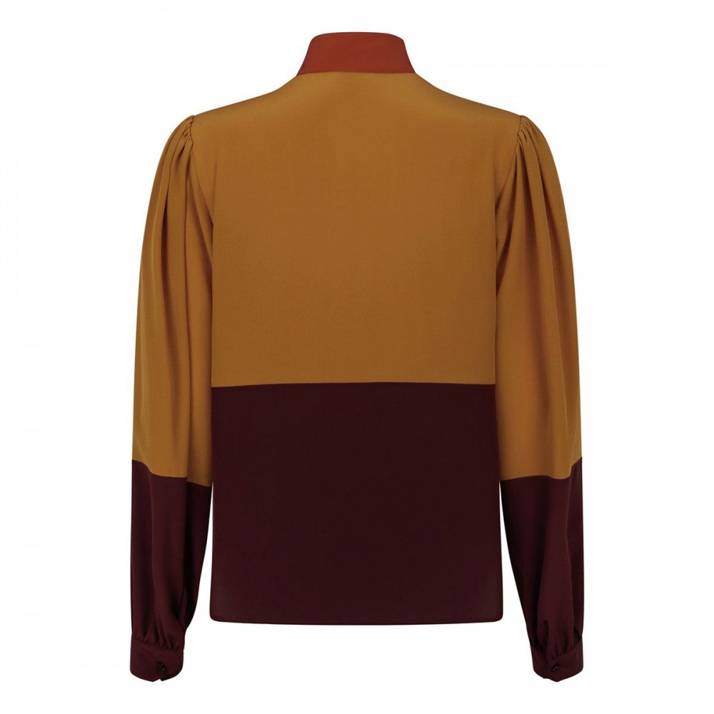 Color-block silk blouse