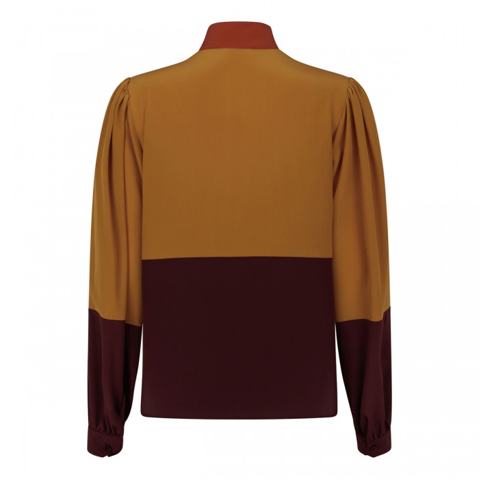 Color-block silk blouse