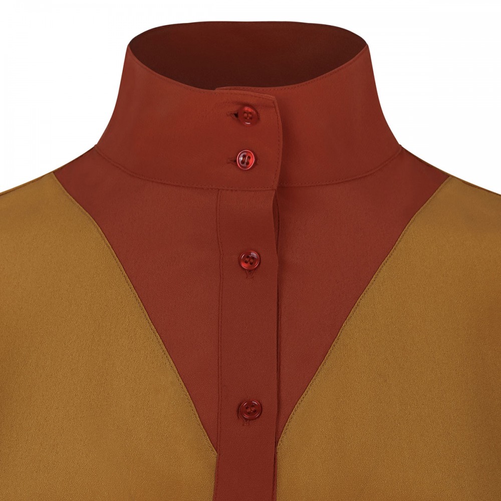Color-block silk blouse