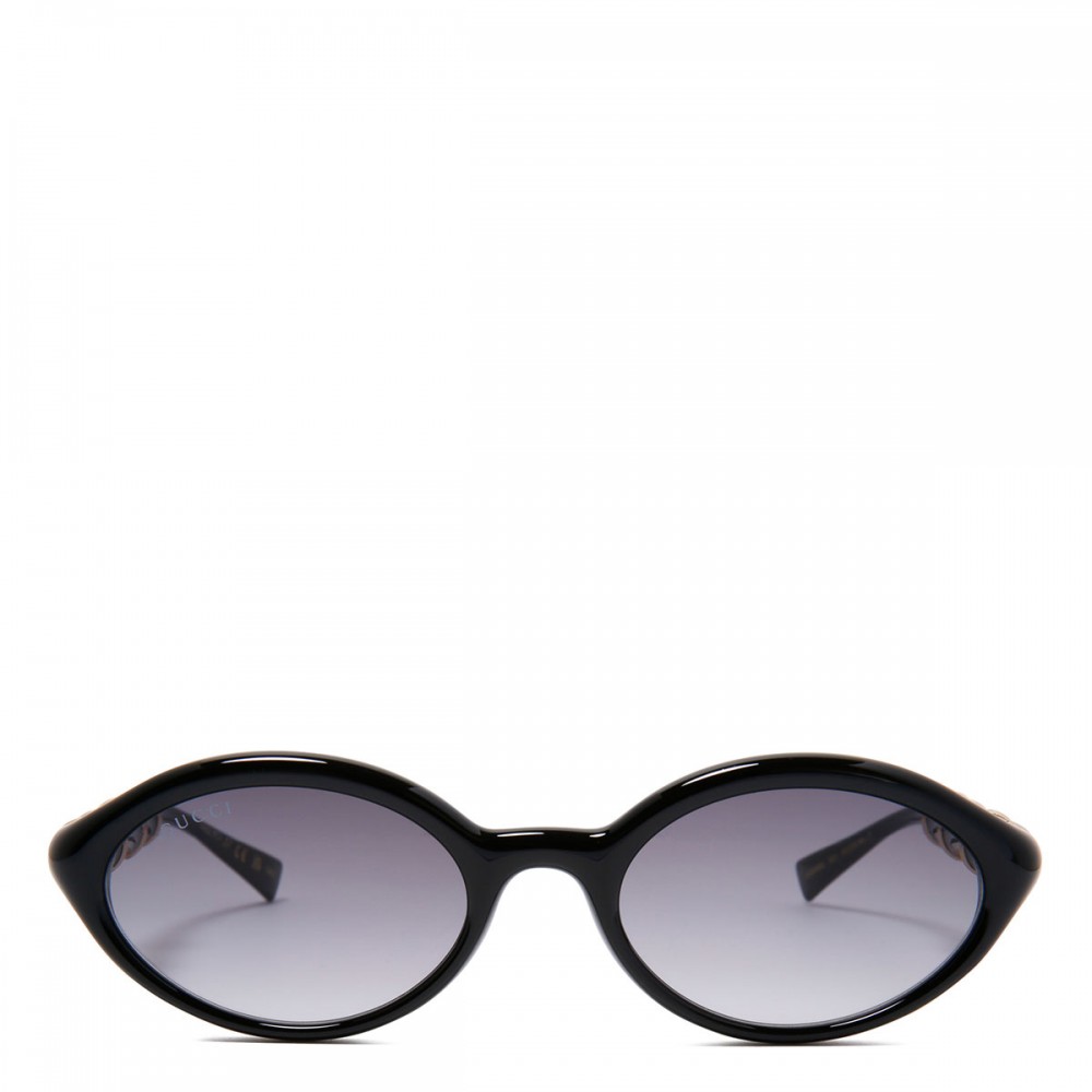 Black oval-frame sunglasses