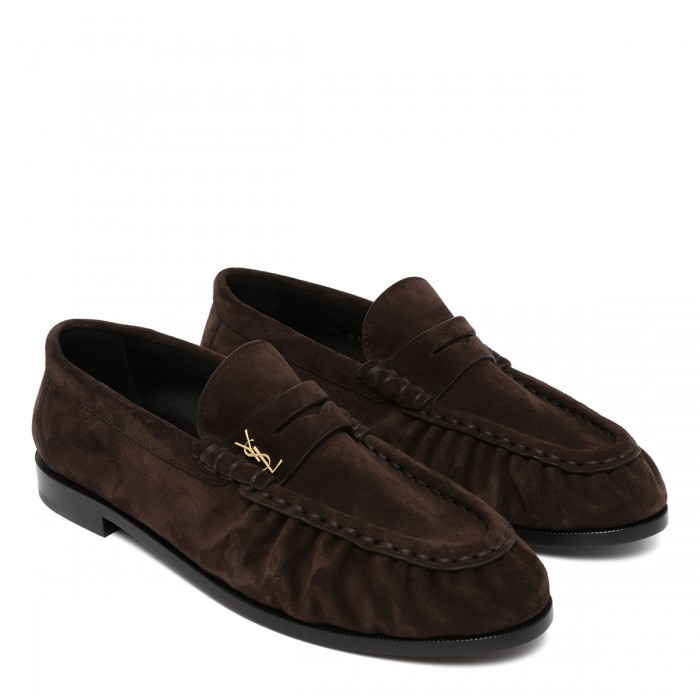 Suede penny loafers