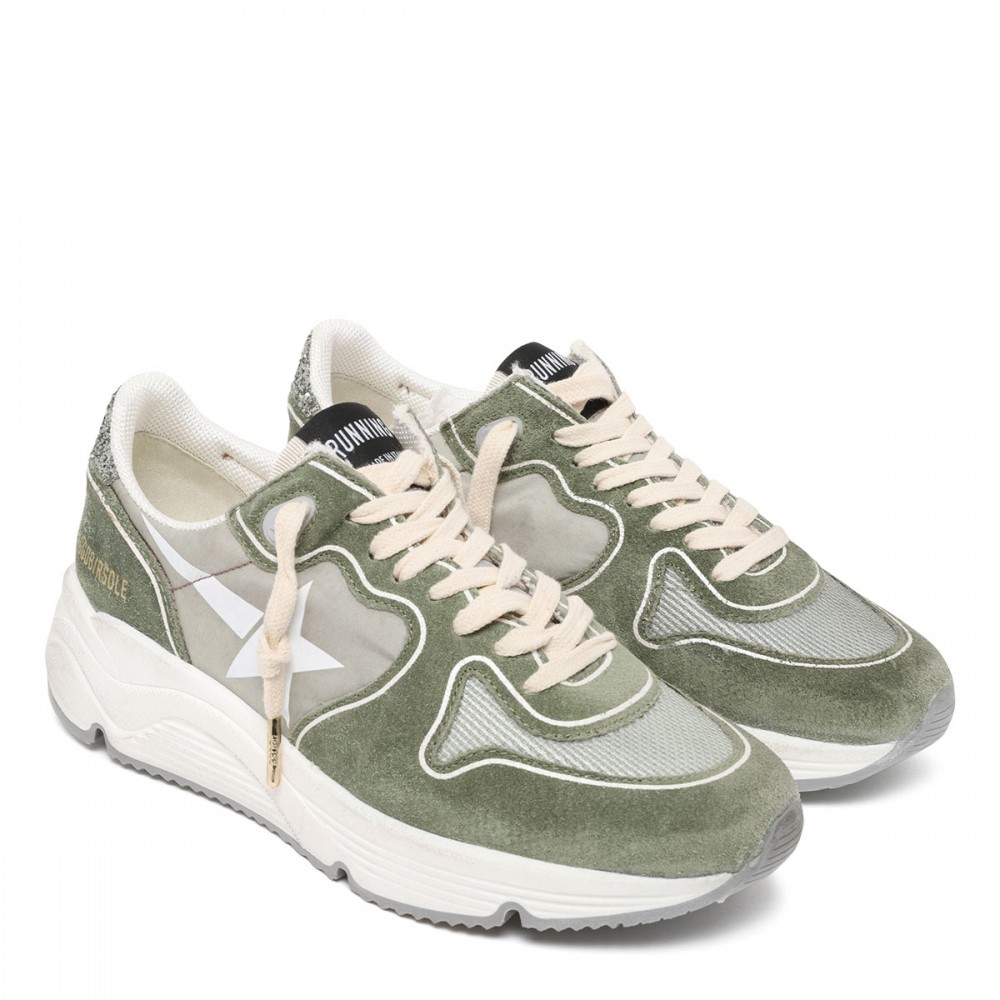 RunningSole nylon and suede sneakers