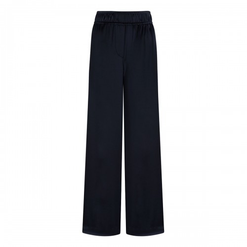 Stretch silk satin track pants