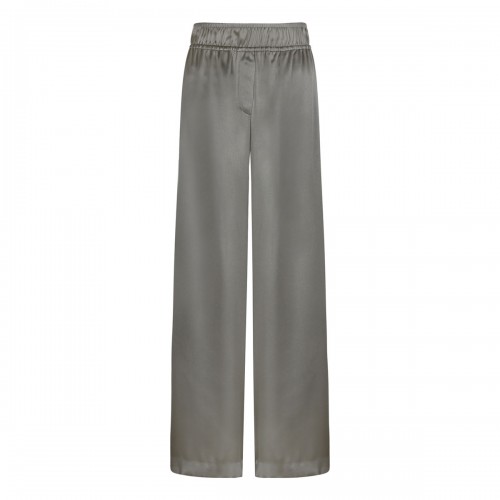 Stretch silk satin track pants