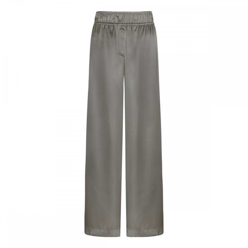 Stretch silk satin track pants