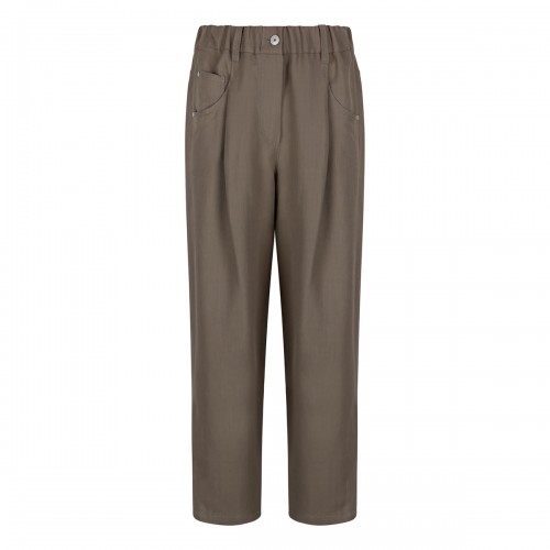Twill baggy pants with monili